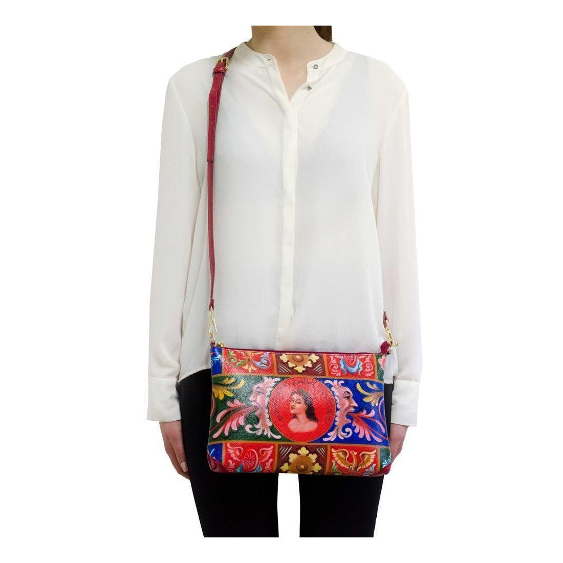 Borsa Ammia donna in pelle e similpelle decorata collezione "ANGELICA" colore rosso