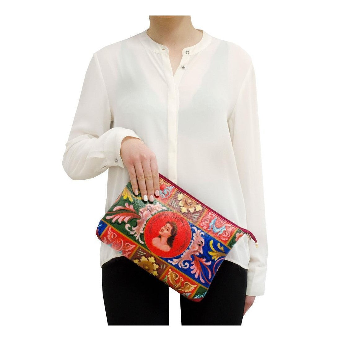 Borsa Ammia donna in pelle e similpelle decorata collezione "ANGELICA" colore rosso