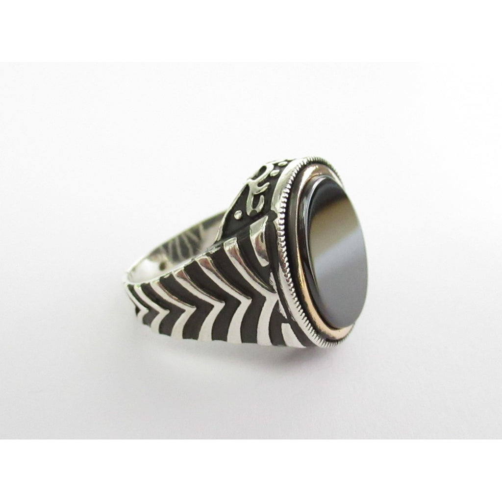 Anello uomo Orelù in argento e onice 809