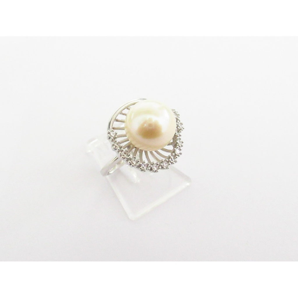 Anello donna Orelù in oro bianco, zirconi e perla 000973MEE