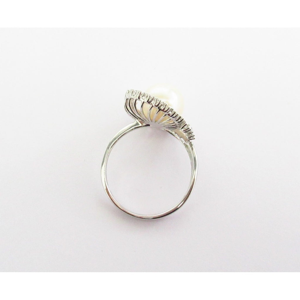 Anello donna Orelù in oro bianco, zirconi e perla 000973MEE