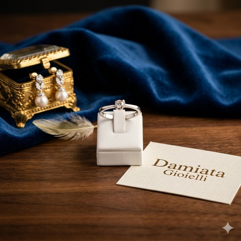 Anello solitario donna Orelù in oro bianco e diamante 000977CHI