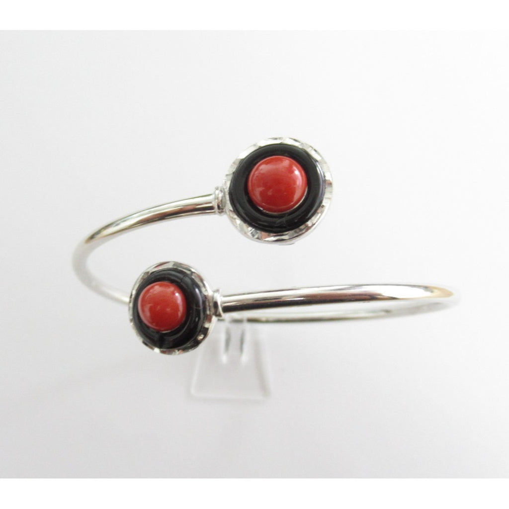 Bracciale rigido donna Damiata Gioielli in argento, onice e corallo 10038