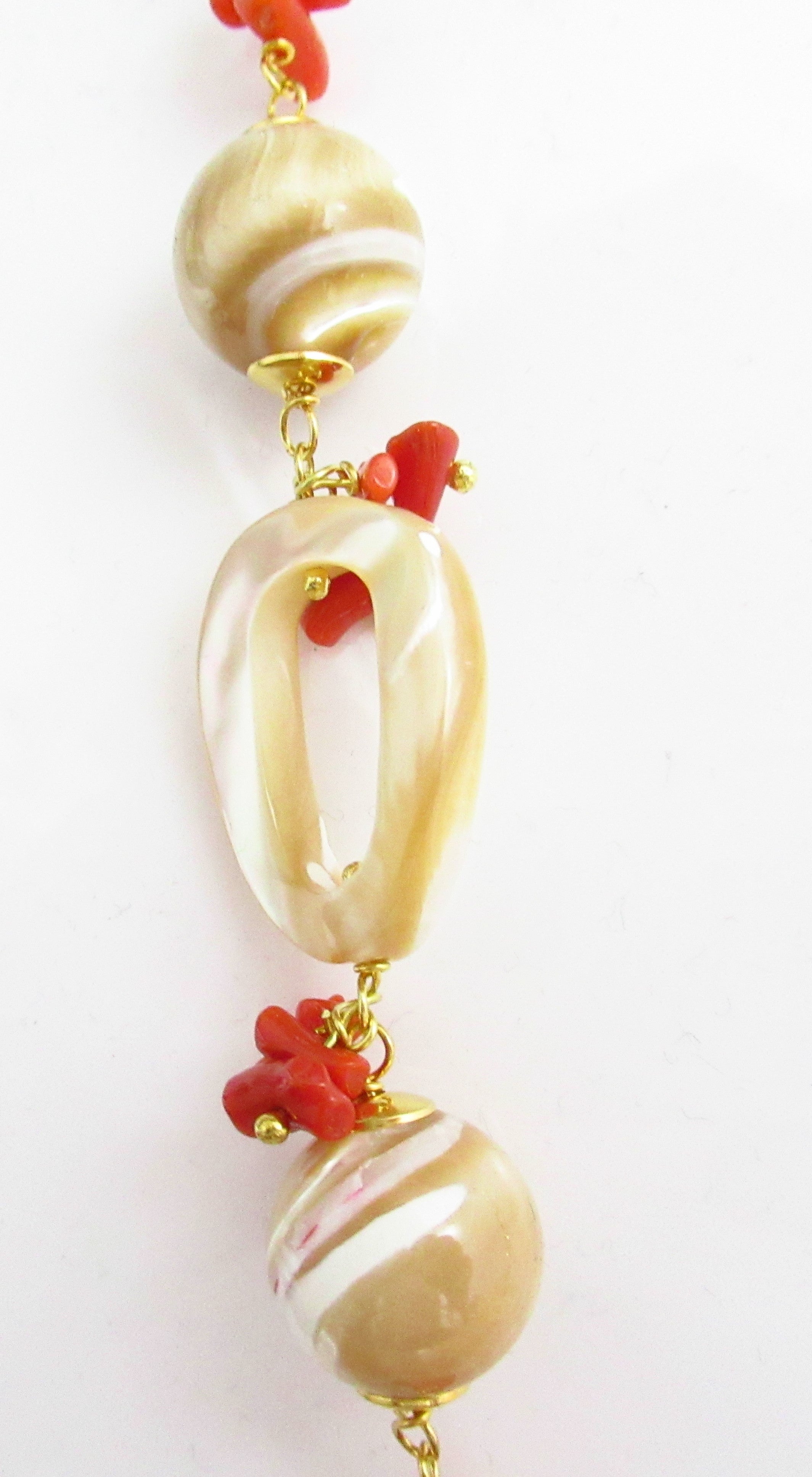 Collana lunga donna Morfea Gioielli in ottone, corallo, agata e osso 0010139