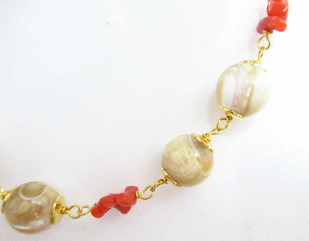Collana lunga donna Morfea Gioielli in ottone, corallo, agata e osso 0010139