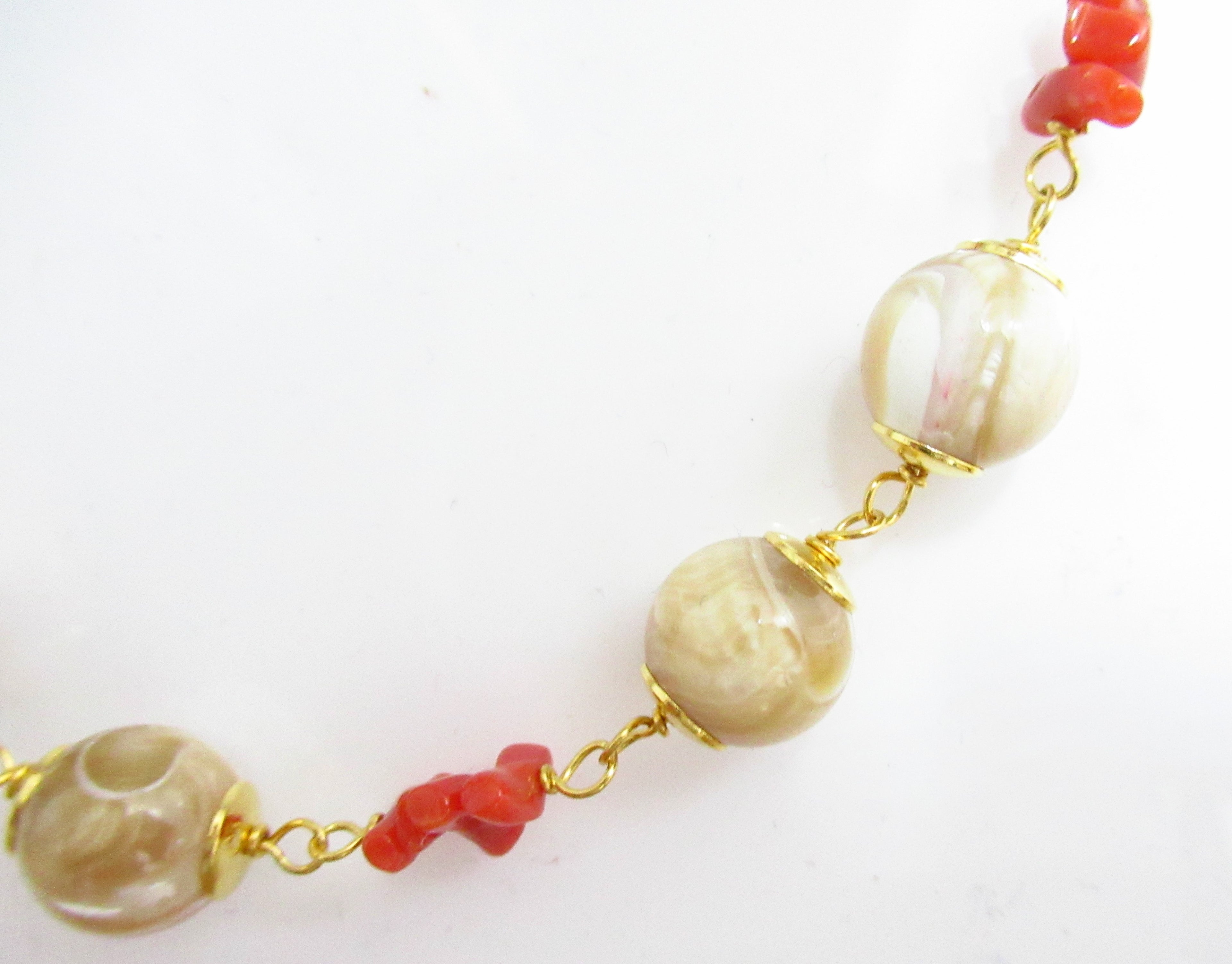 Collana lunga donna Morfea Gioielli in ottone, corallo, agata e osso 0010139