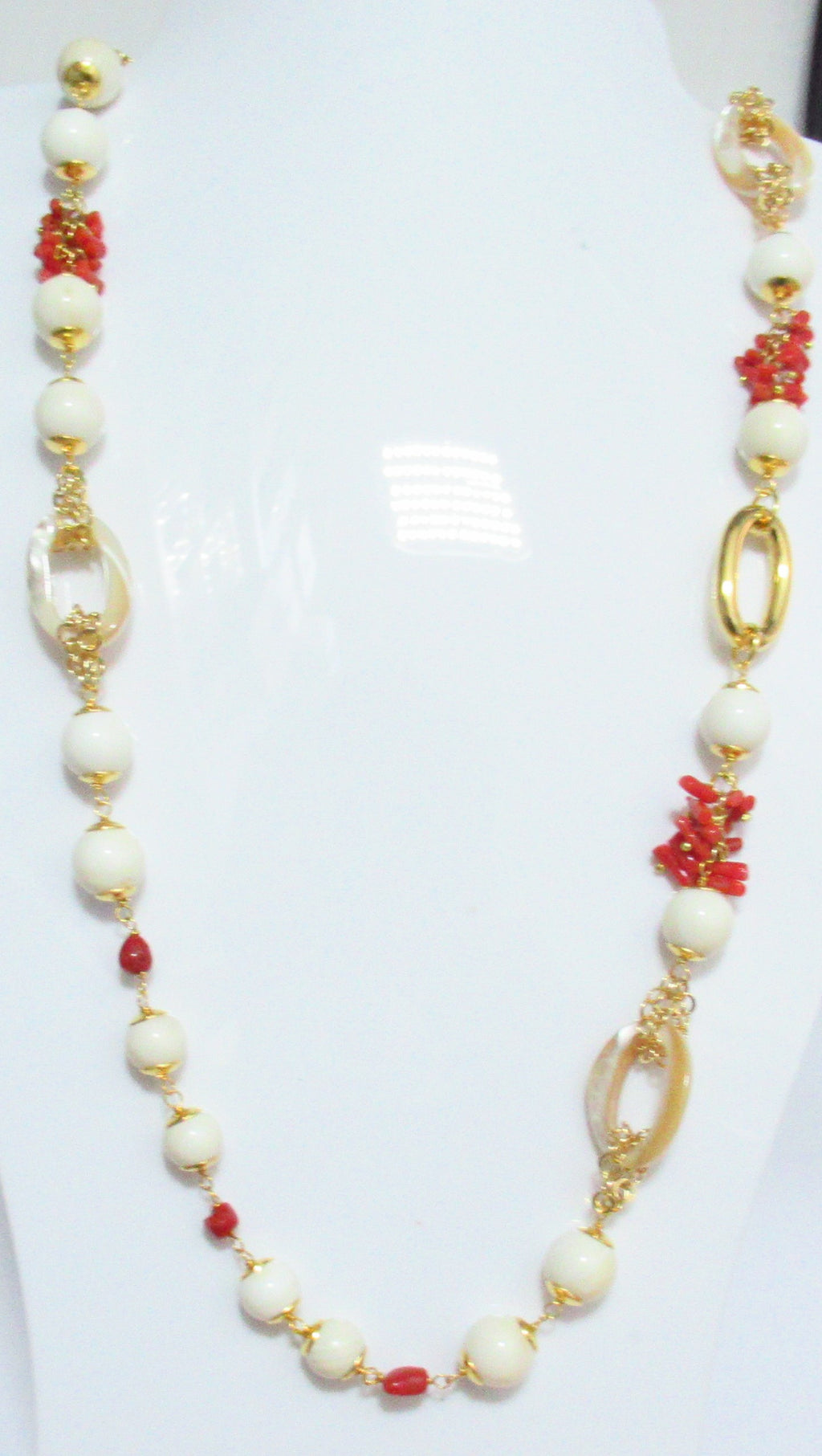 Collana lunga donna Morfea Gioielli in ottone, corallo, agata e osso 0010139