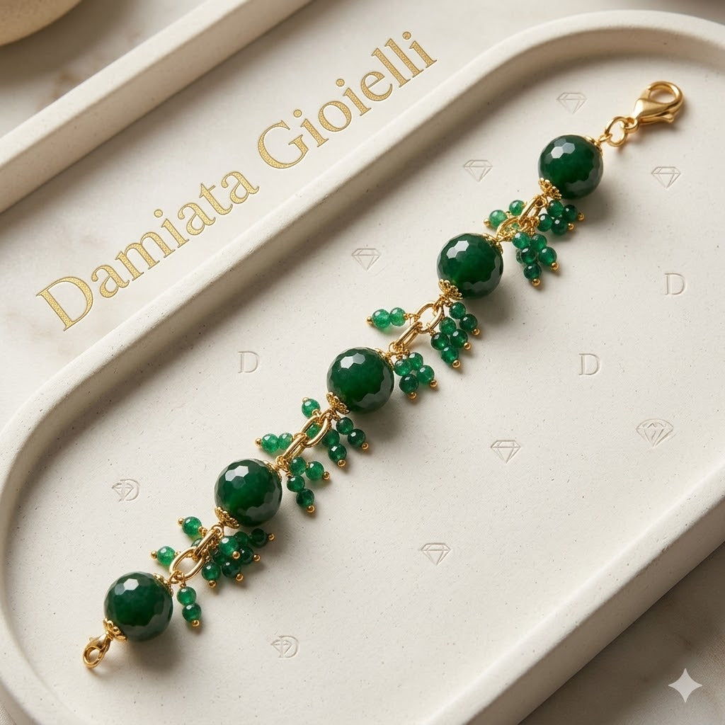 Bracciale donna Morfea Gioielli in ottone e quarzi verdi 001013A