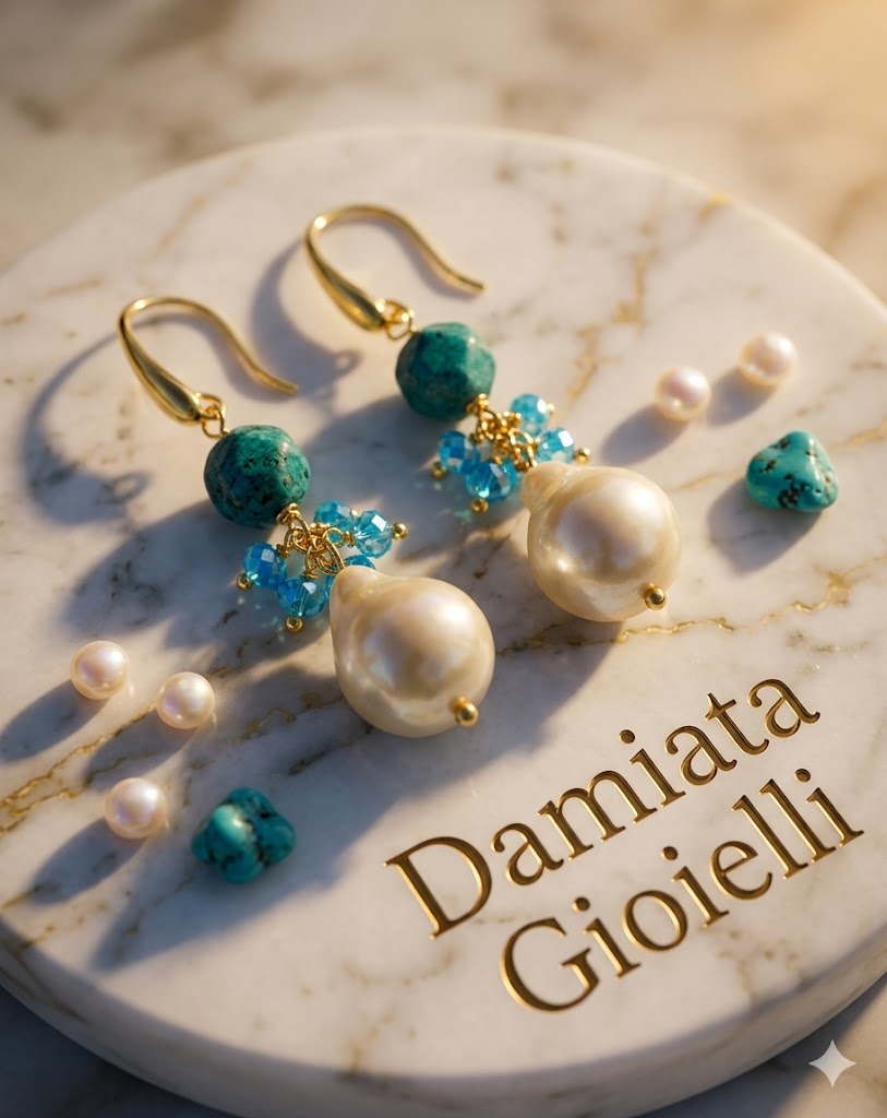 Orecchini pendenti donna Morfea Gioielli in ottone, perle e quarzi 0010160