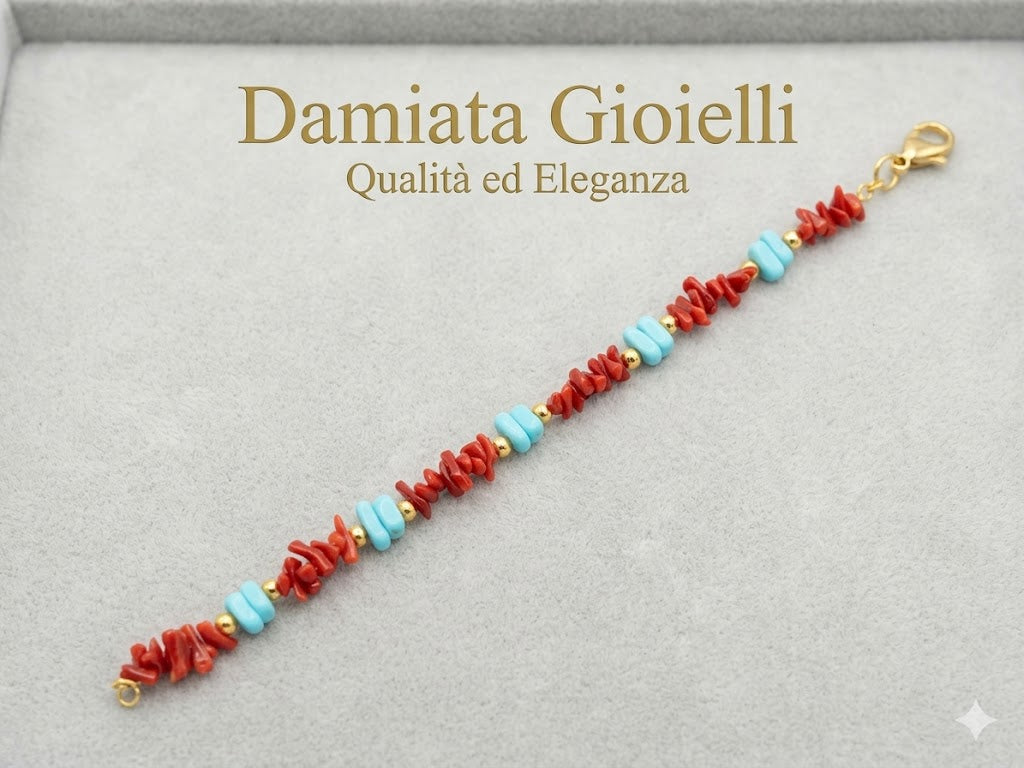 Bracciale donna Morfea Gioielli in ottone con turchese e corallo rosso ref. 00241618