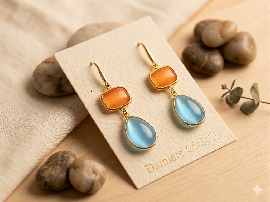 Orecchini pendenti donna Morfea in ottone con quarzi ref. 00254205/1