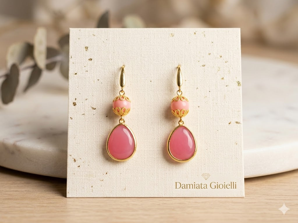 Orecchini pendenti donna Morfea in ottone con quarzi ref. 00254205