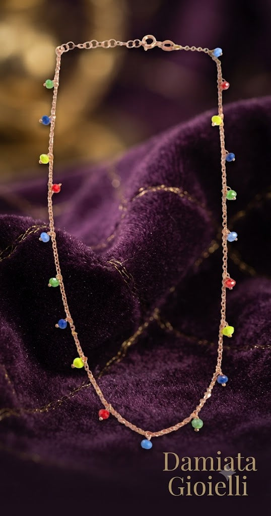 Collana donna Morfea Gioielli in argento rosè con perline multicolore ref. 00254207