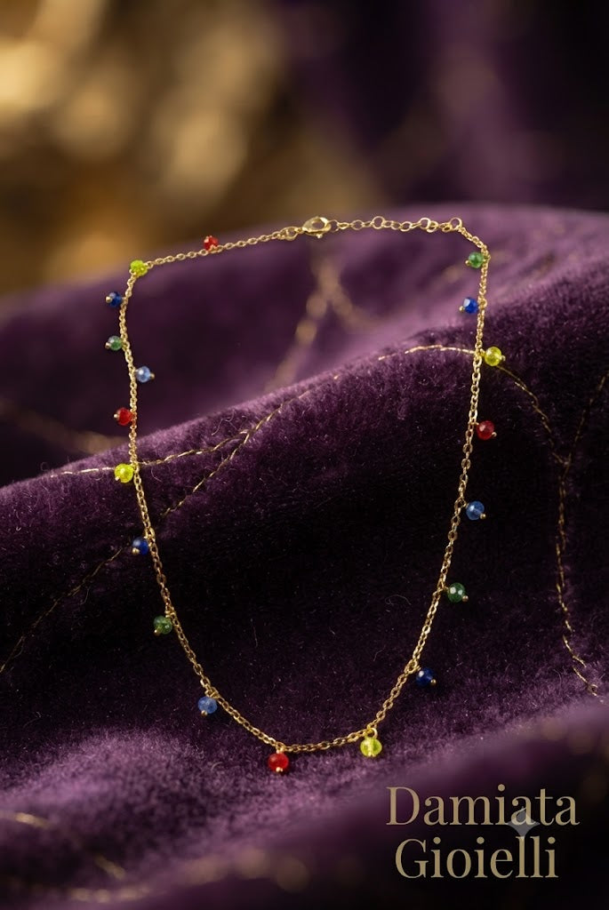 Collana donna Morfea Gioielli in argento dorato con perline multicolore ref. 00254208