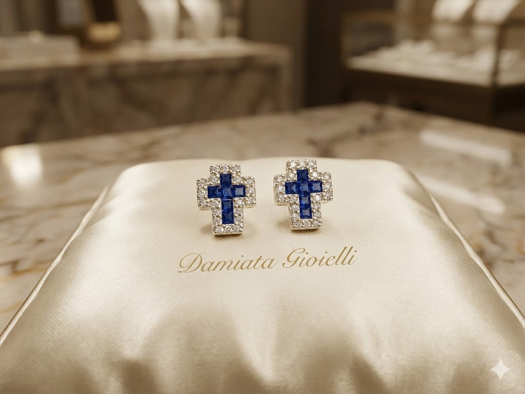 Orecchini a croce donna MB Gioielli in argento e zirconi 00671958