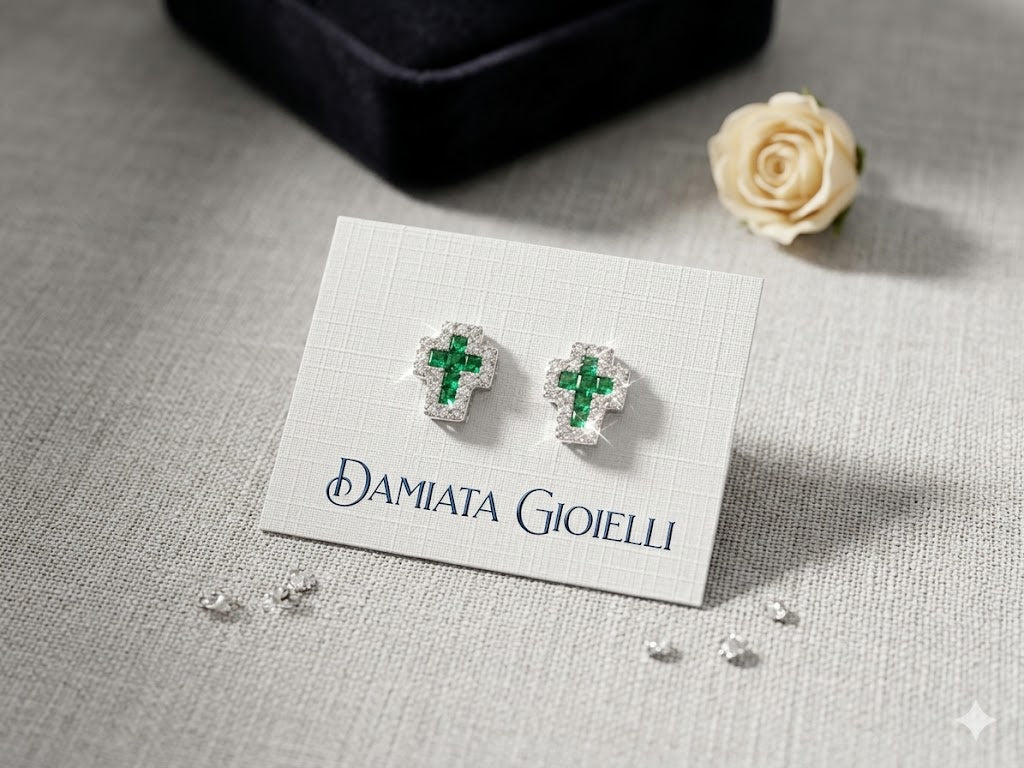 Orecchini a croce donna MB Gioielli in argento e zirconi 00671958V