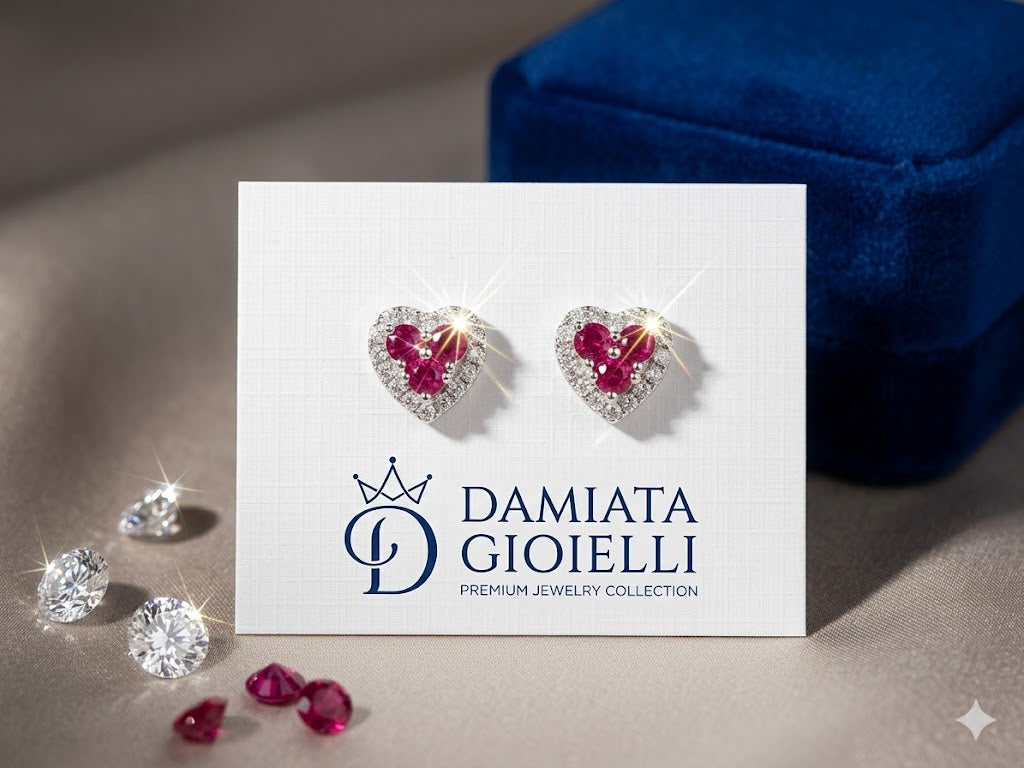 Orecchini a cuore donna MB Gioielli in argento e zirconi 00674966