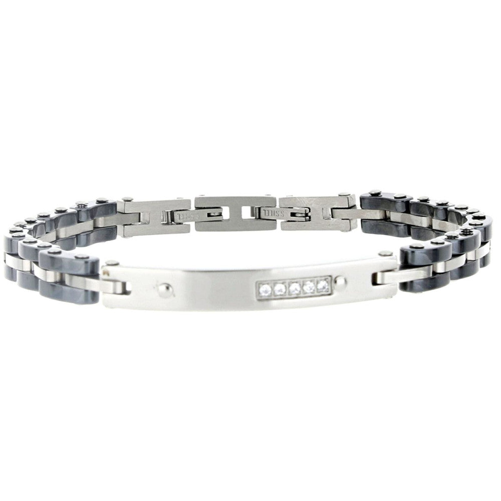 Bracciale uomo Urania Preziosi in acciaio, ceramica e zirconi 00BRUCE1013