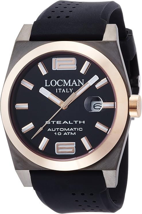 Orologio automatico solo tempo uomo Locman Stealth in titanio e silicone 0205GRBKF5N0SIK