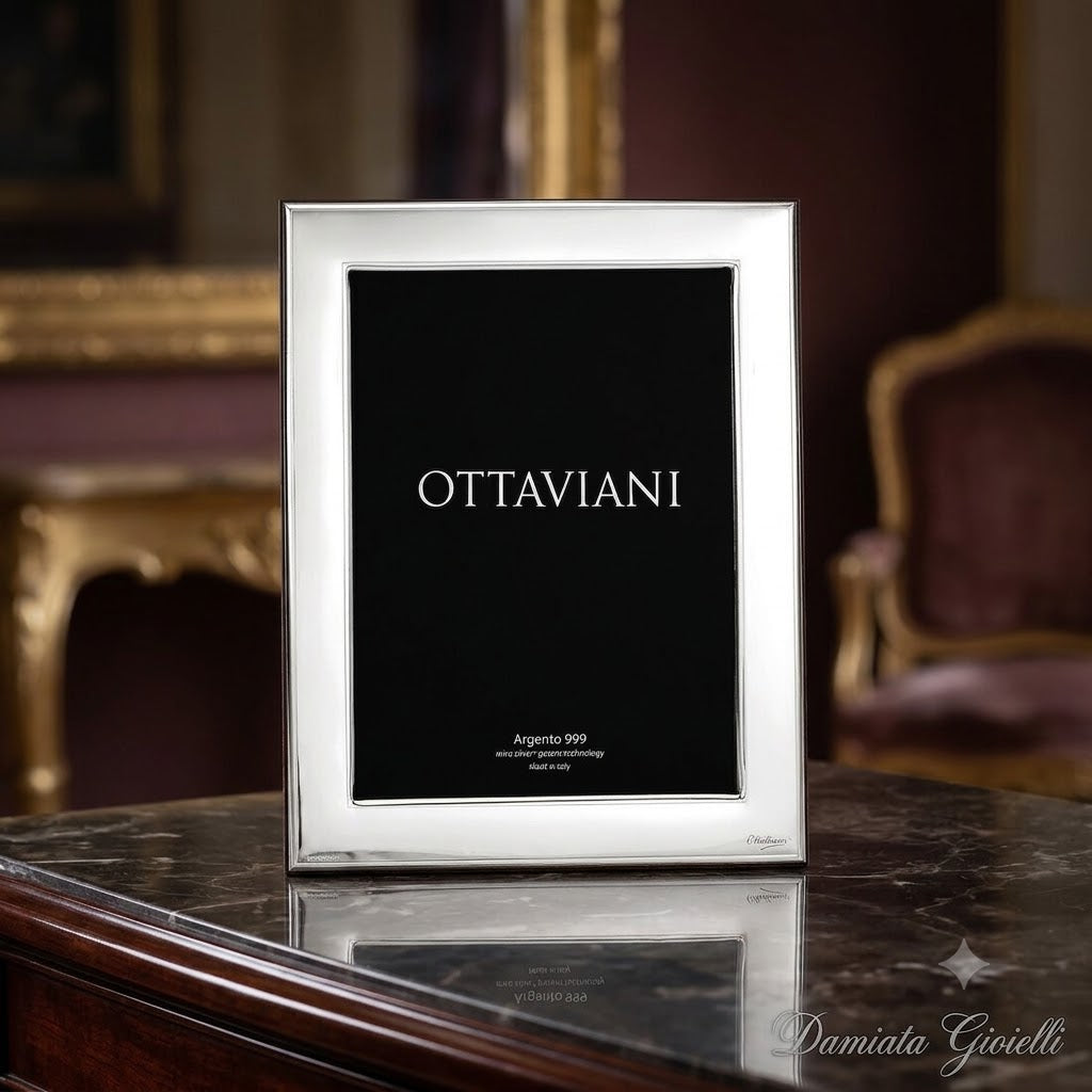 Cornice portafoto Ottaviani in argento retro legno, misure 18x24 ref. 1000-P