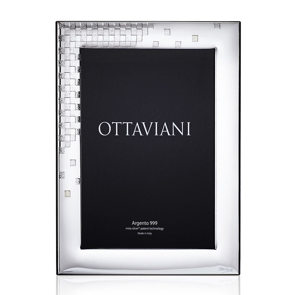 Cornice portafoto Ottaviani in argento retro legno, misure 18x24 ref. 1007