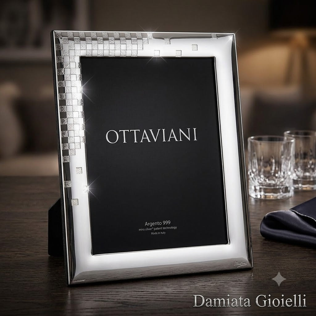 Cornice portafoto Ottaviani in argento retro legno, misure 13x18 ref. 1007A