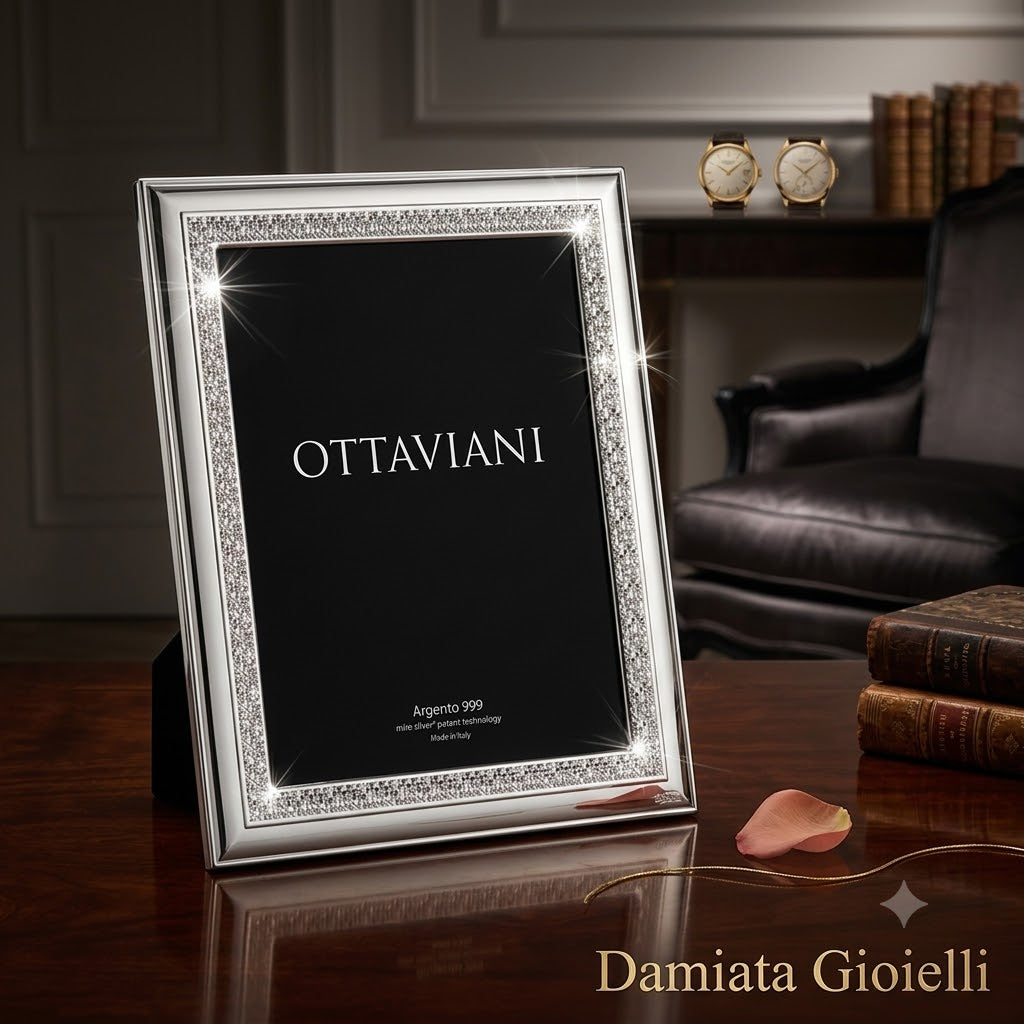 Cornice portafoto Ottaviani in argento retro legno, misure 18x24 ref. 1028