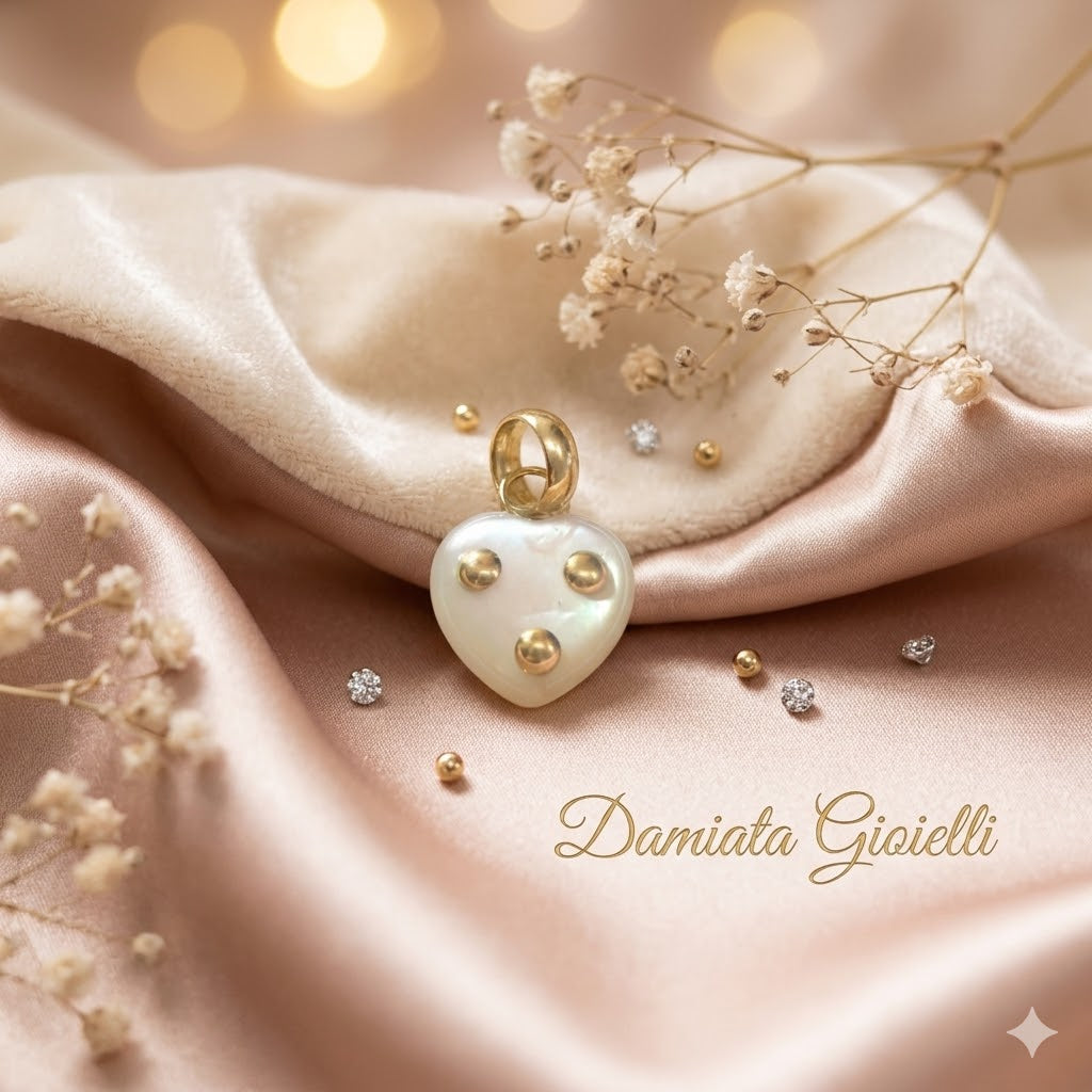Ciondolo a cuore donna Damiata Gioielli in oro giallo con madreperla 10435MAD