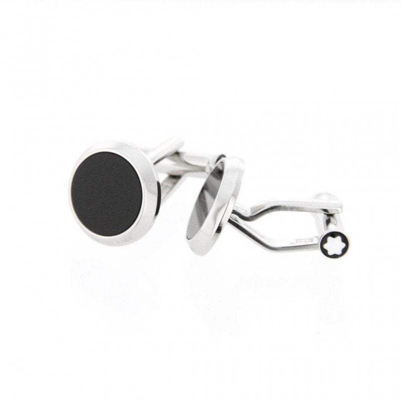 Gemelli uomo Montblanc collezione Meisterstück in acciaio e onice 112896