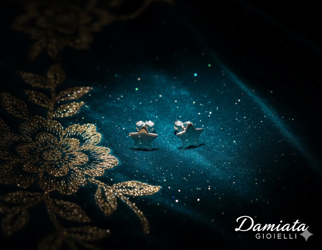 Orecchini a stella bambina Damiata Gioielli in oro bianco 118/102