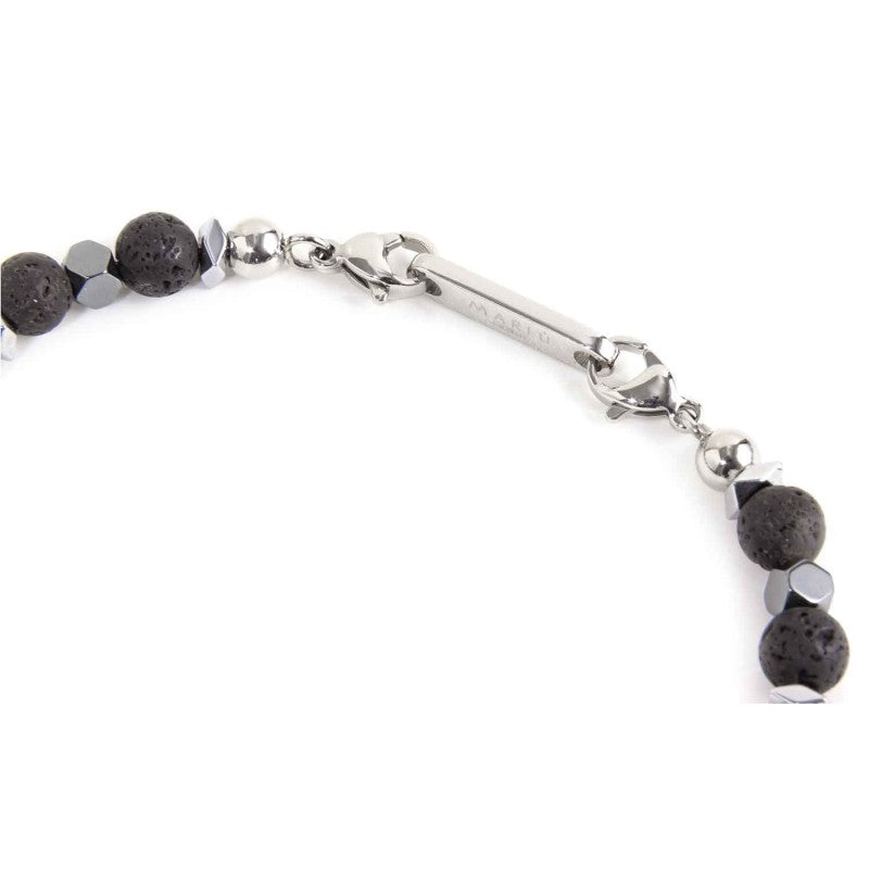 Bracciale uomo Marlù Namastè in acciaio, pietra lavica e ematite 13BR112