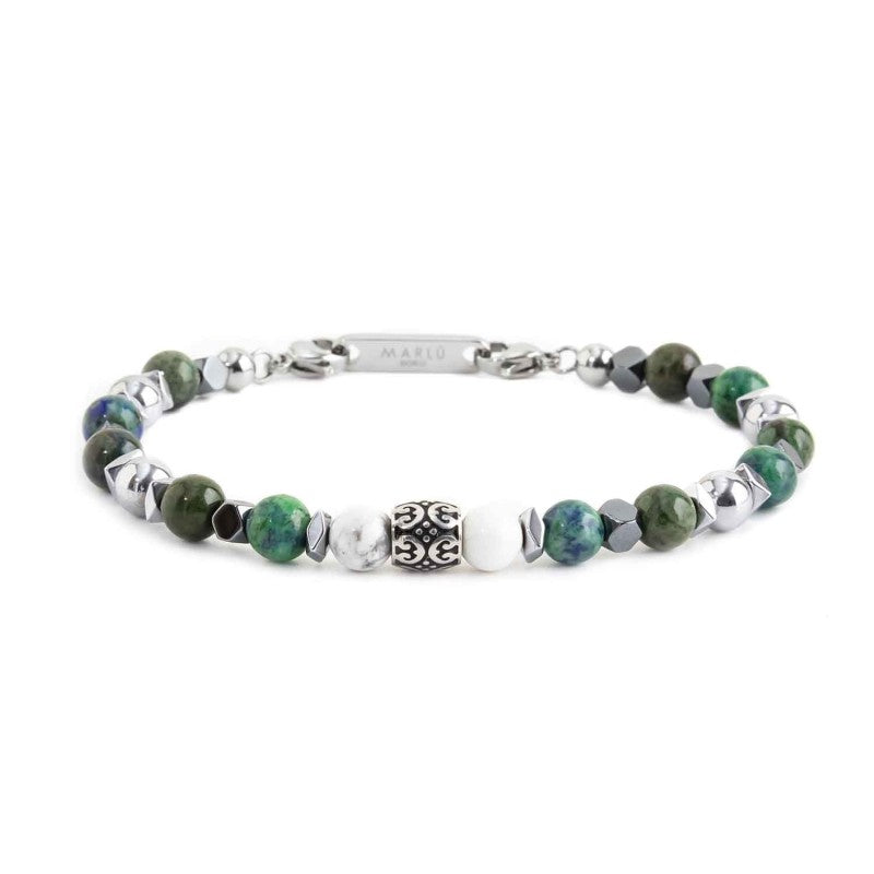 Bracciale uomo Marlù Namastè in acciaio, agata, lapis afgano e ematite 13BR113