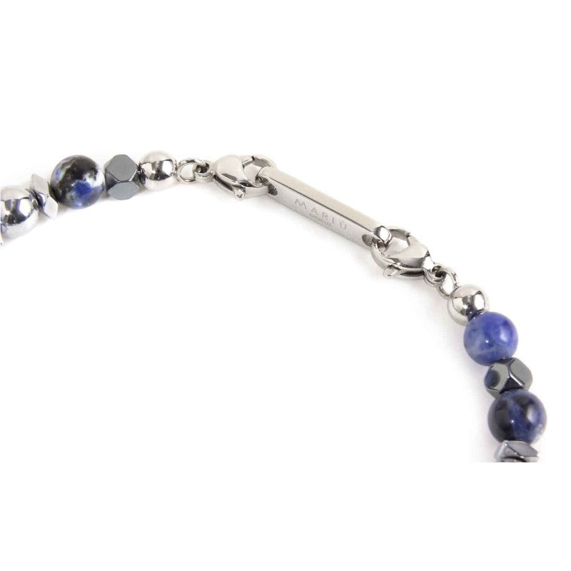 Bracciale uomo Marlù Namastè in acciaio, ematite e sodalite 13BR114