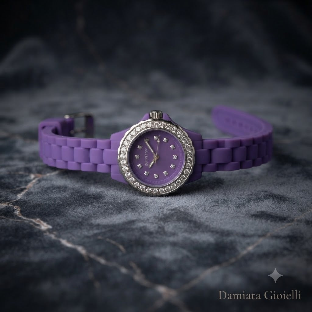 Orologio solo tempo donna Ottaviani in silicone, acciaio e zirconi 15052V