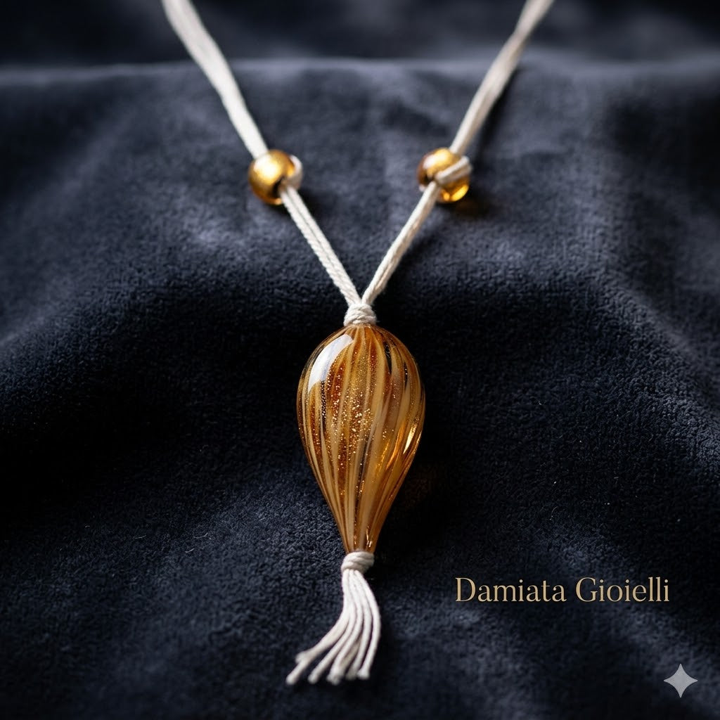 Collana Antica Murrina Venezia donna in vetro e corda 1508V