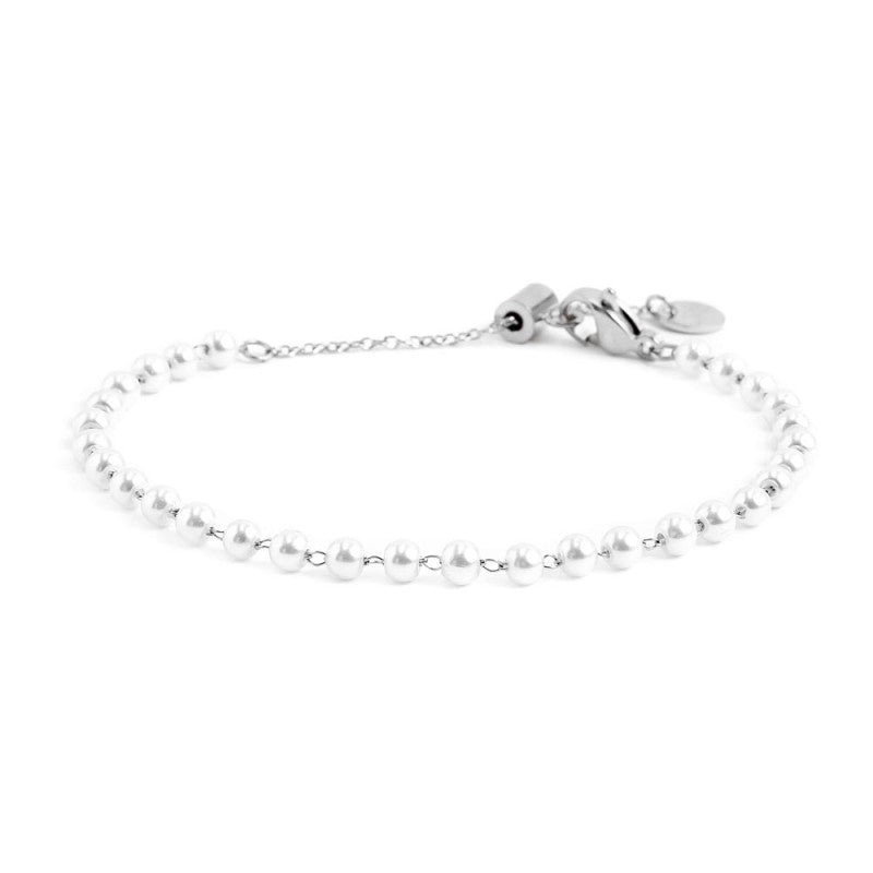 Bracciale donna Marlù in acciaio con perle 15BR086-W