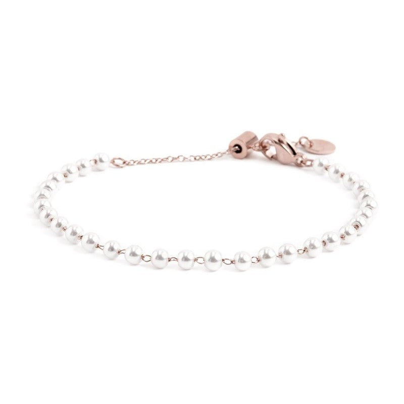 Bracciale donna Marlù in acciaio rosè con perle 15BR086R-W