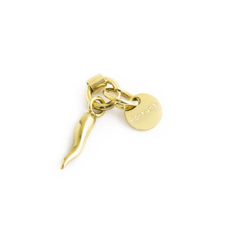 Charm corno portafortuna Marlù in acciaio dorato 15CH077G