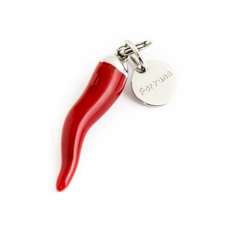 Charm corno portafortuna Marlù in acciaio smaltato 15CH079SR