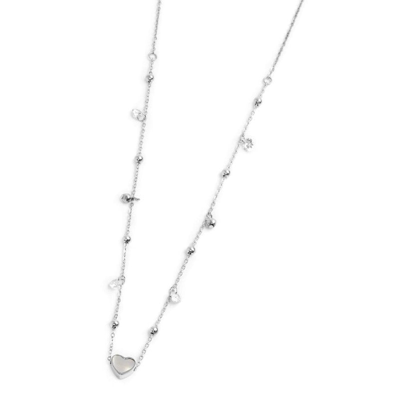 Collana donna Marlù in acciaio, madreperla e zirconi 15CN033-W