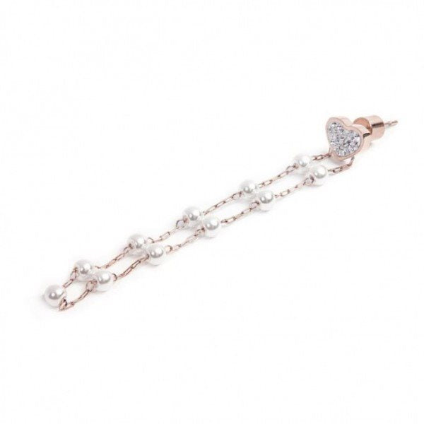 Monorecchino pendente donna Marlù Nel Mio Cuore in acciaio rosè e perle 15OR015R-W