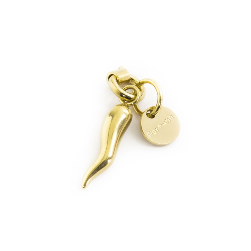 Charm corno portafortuna Marlù in acciaio dorato 15CH078G