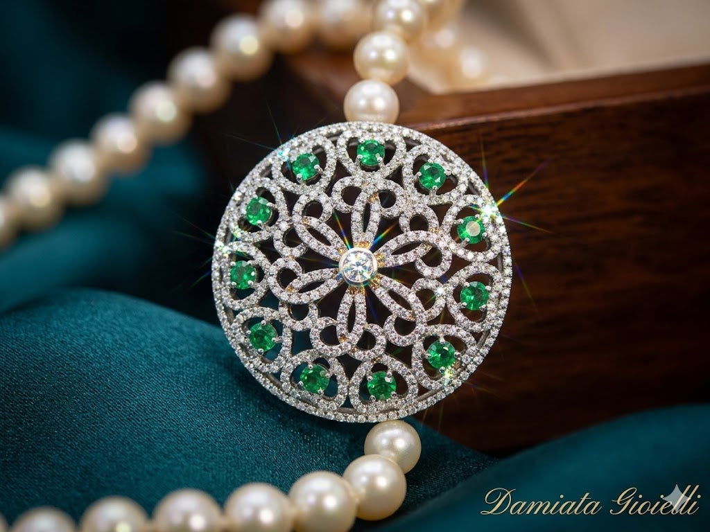 Collana donna Orelù filo di perle con medaglione in argento 925% e zirconi ref. CL16XEA