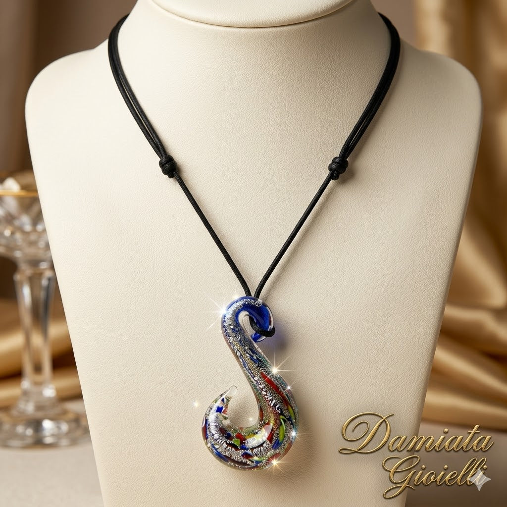 Collana Antica Murrina Venezia donna in vetro e corda 188