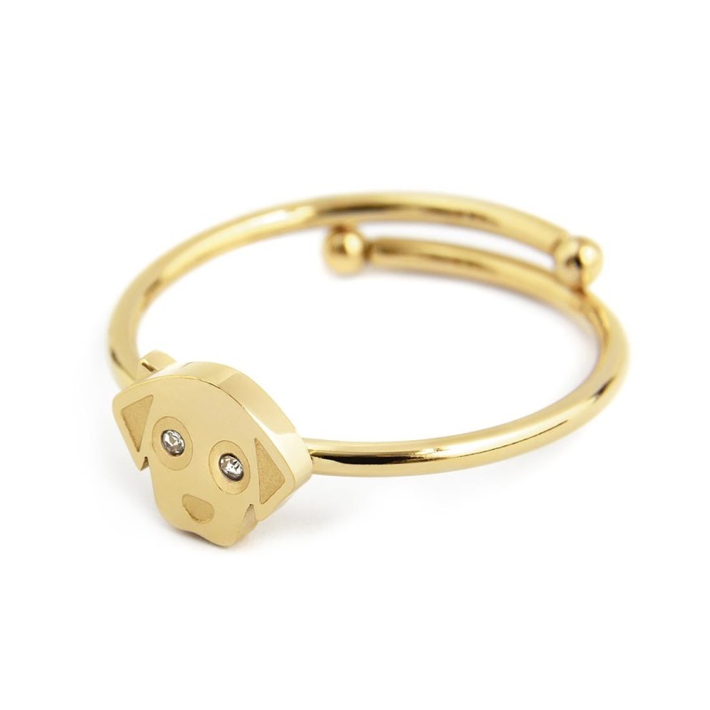 Anello cane bambina Marlù Time to in acciaio e cristalli 18AN053G-S