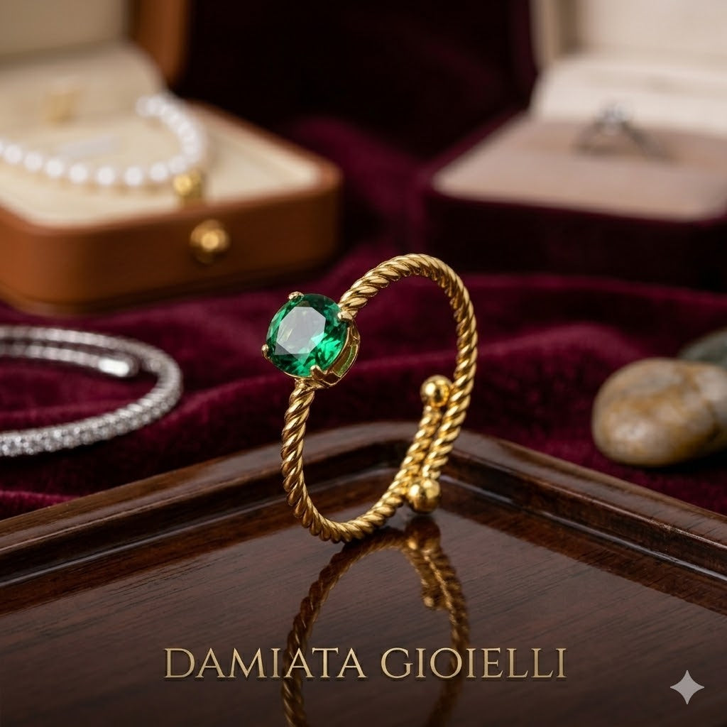 Anello donna Marlù Time to in acciaio e cristallo verde 18AN115GV-S