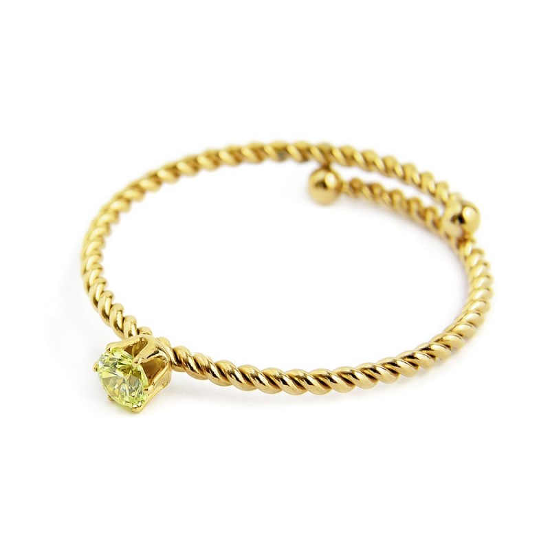 Anello donna Marlù Time to in acciaio dorato e cristallo verde 18AN116GV-M