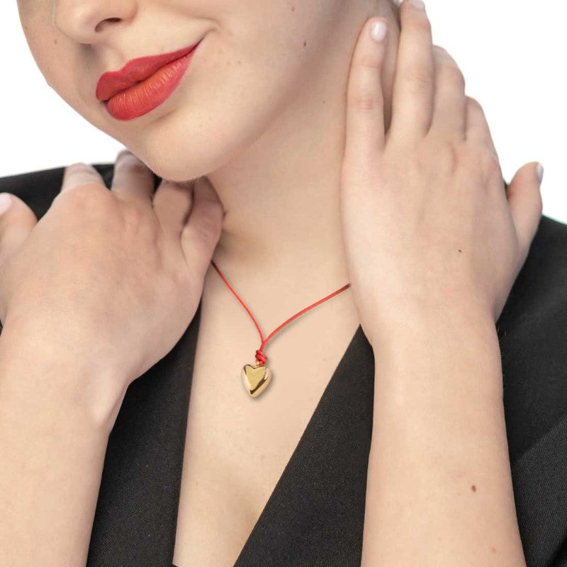 Collana cuore donna Marlù in acciaio dorato e cordino 18CO024G-R