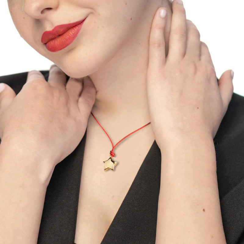 Collana stella donna Marlù in acciaio dorato e cordino 18CO025G-R