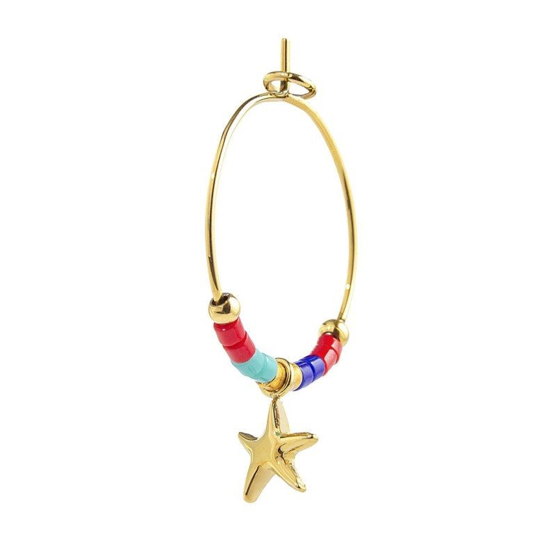 Monorecchino a cerchio donna Marlù in acciaio dorato e myuki 18OR092G-RGB